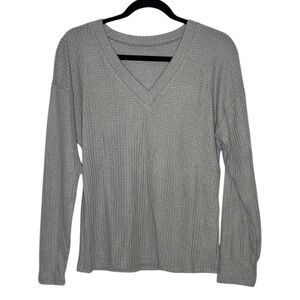 AlunaLevi | Gray Waffle Knit V-Neck Top | Women’s Size XS | NWT